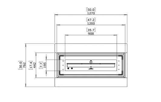 Cosmo 50 Fire Table w/ Ethanol Burner — Top View technical drawing