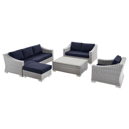 Conway 5-Piece Outdoor Patio Wicker Rattan Furniture Set by Modway