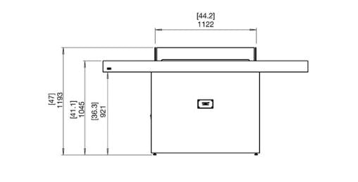 Gin 90 Bar Fire Table w/ Ethanol Burner — Front View technical drawing