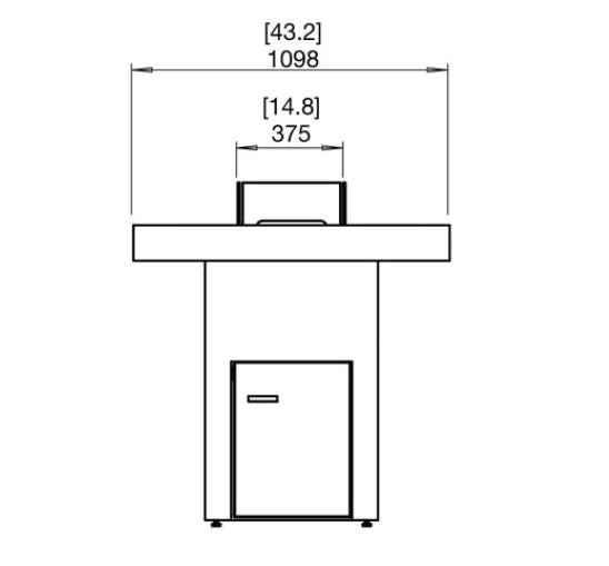 Gin 90 Bar Fire Table w/ Ethanol Burner — Side View technical drawing