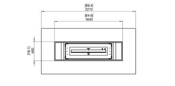 Gin 90 Bar Fire Table w/ Ethanol Burner — Top View technical drawing