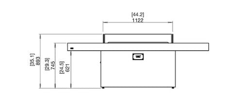 Gin 90 Dining Fire Table w/ Gas/LP Burner — Front View technical drawing