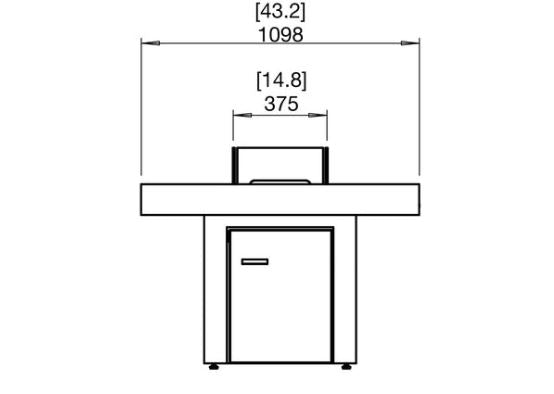 Gin 90 Dining Fire Table w/ Gas/LP Burner — Side View technical drawing