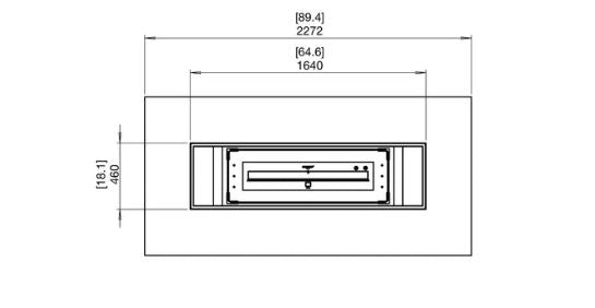 Gin 90 Dining Fire Table w/ Gas/LP Burner — Top View technical drawing