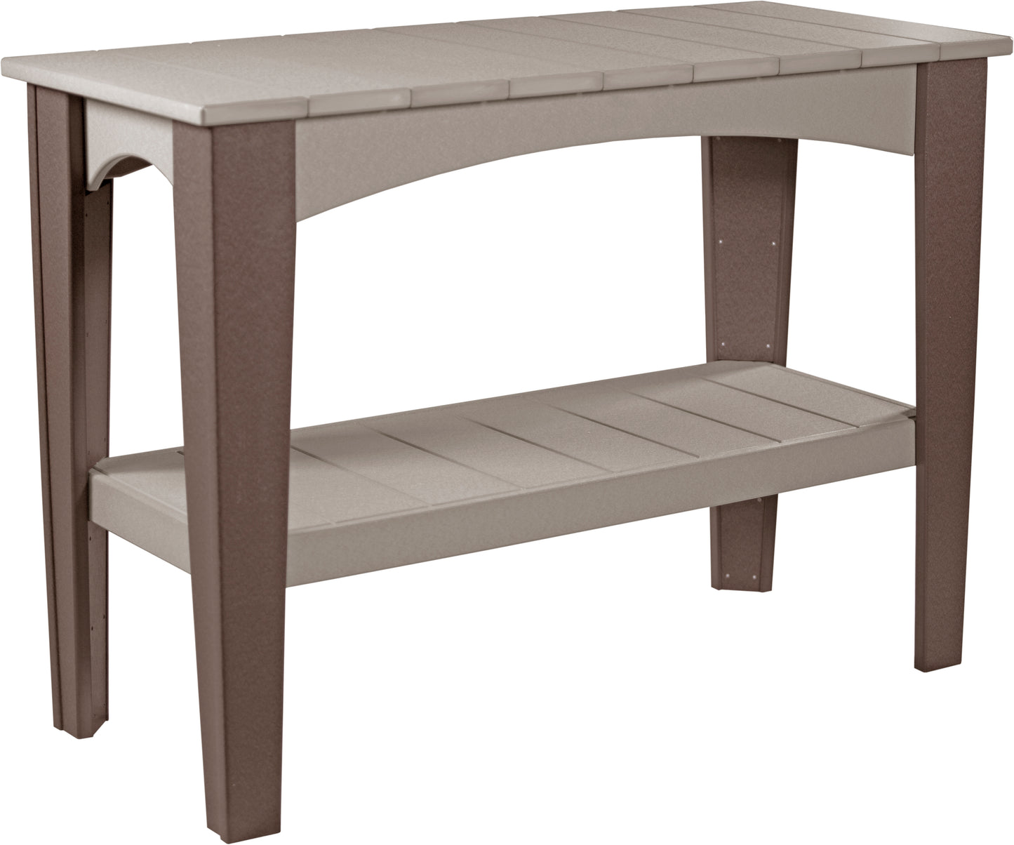 Island Buffet Table Weatherwood & Chestnut Brown