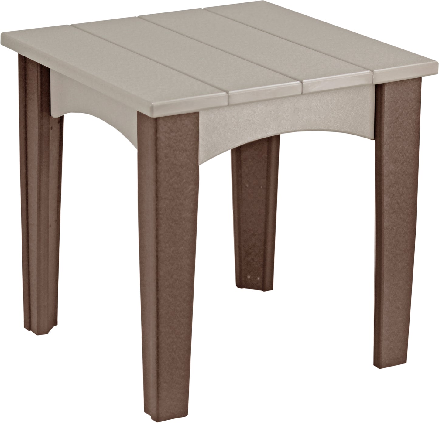 Island End Table Weatherwood & Chestnut Brown
