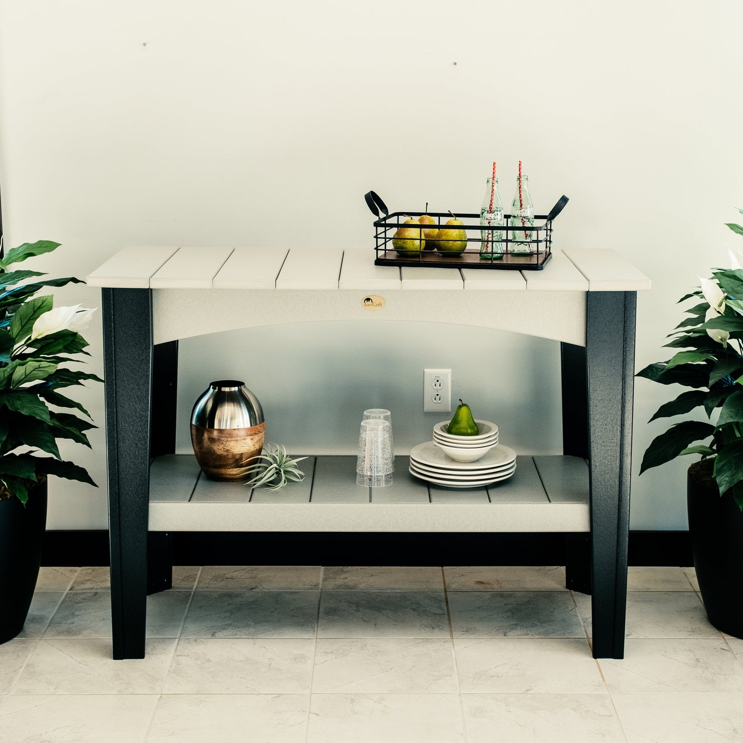 Island Buffet Table Dove Gray & Black