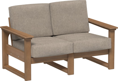 Lanai Deep Seating Loveseat Antique Mahogany / Marine Leatherette Ash Gray