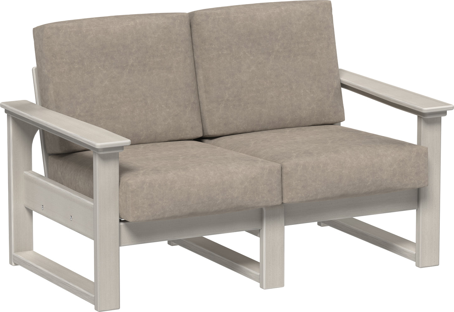 Lanai Deep Seating Loveseat Birch / Marine Leatherette Ash Gray
