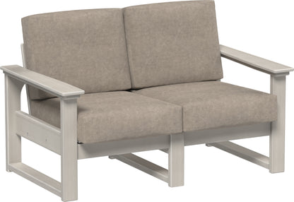 Lanai Deep Seating Loveseat Birch / Marine Leatherette Ash Gray