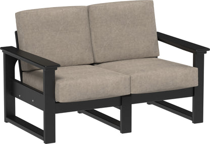 Lanai Deep Seating Loveseat Black / Marine Leatherette Ash Gray
