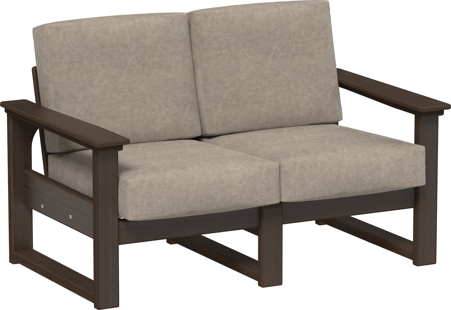 Lanai Deep Seating Loveseat Brazilian Walnut / Marine Leatherette Ash Gray