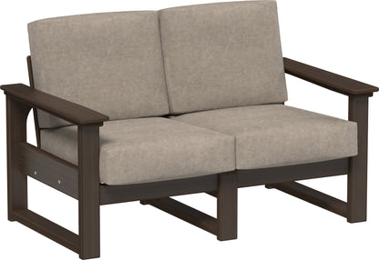Lanai Deep Seating Loveseat Brazilian Walnut / Marine Leatherette Ash Gray