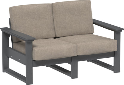 Lanai Deep Seating Loveseat Slate / Marine Leatherette Ash Gray