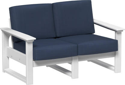 Lanai Deep Seating Loveseat White / Spectrum Indigo