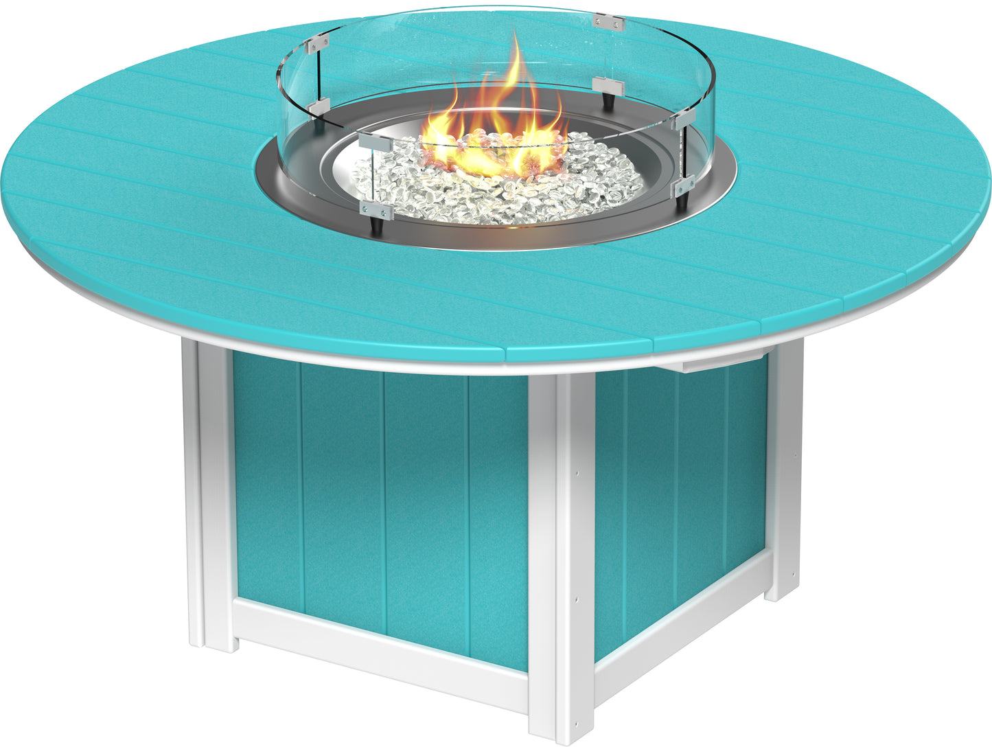 Lumin Fire Table 60" Round Aruba Blue & White / Dining Height