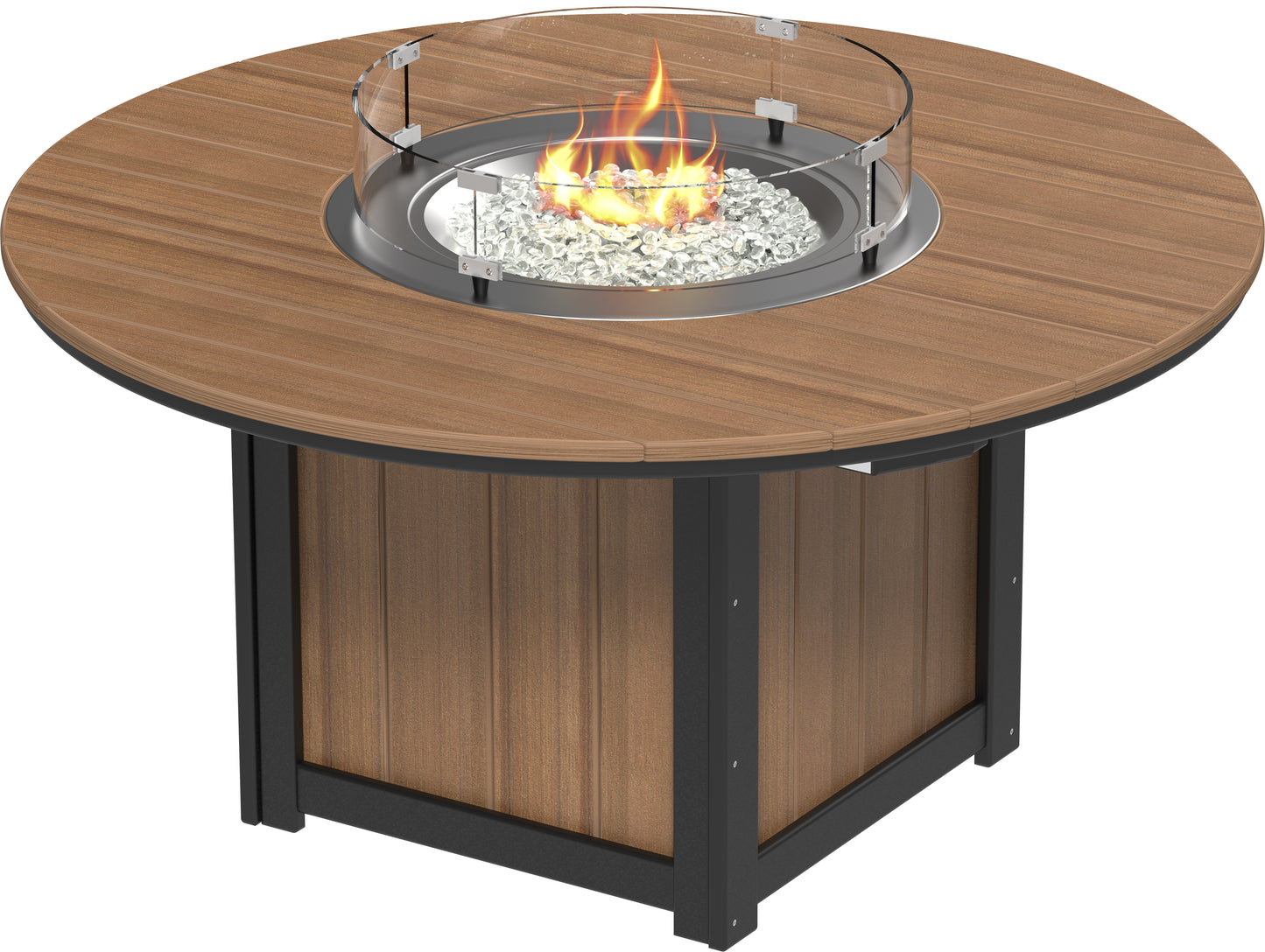 Lumin Fire Table 60" Round Antique Mahogany & Black / Dining Height