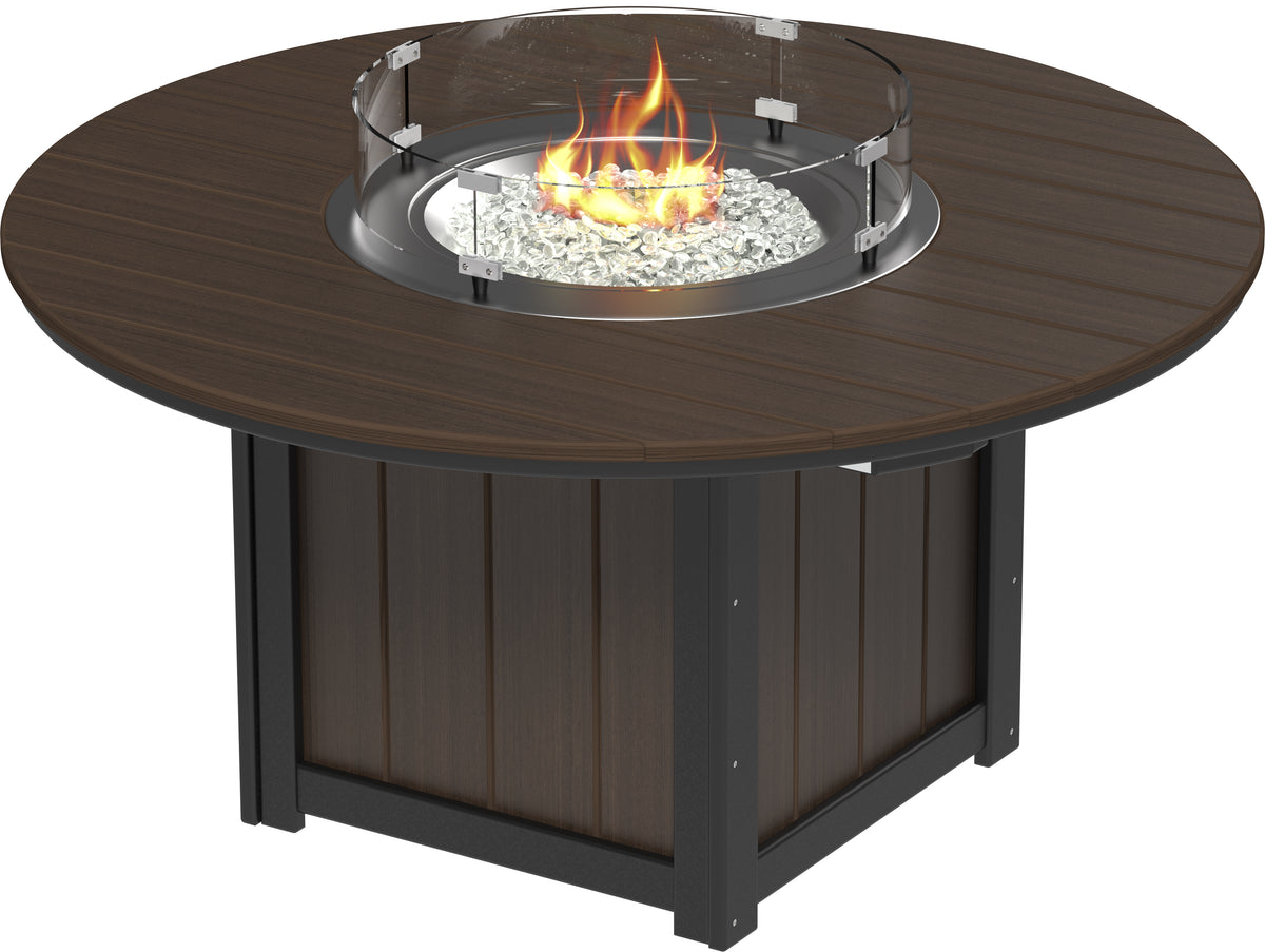 Lumin Fire Table 60" Round Brazilian Walnut & Black / Dining Height