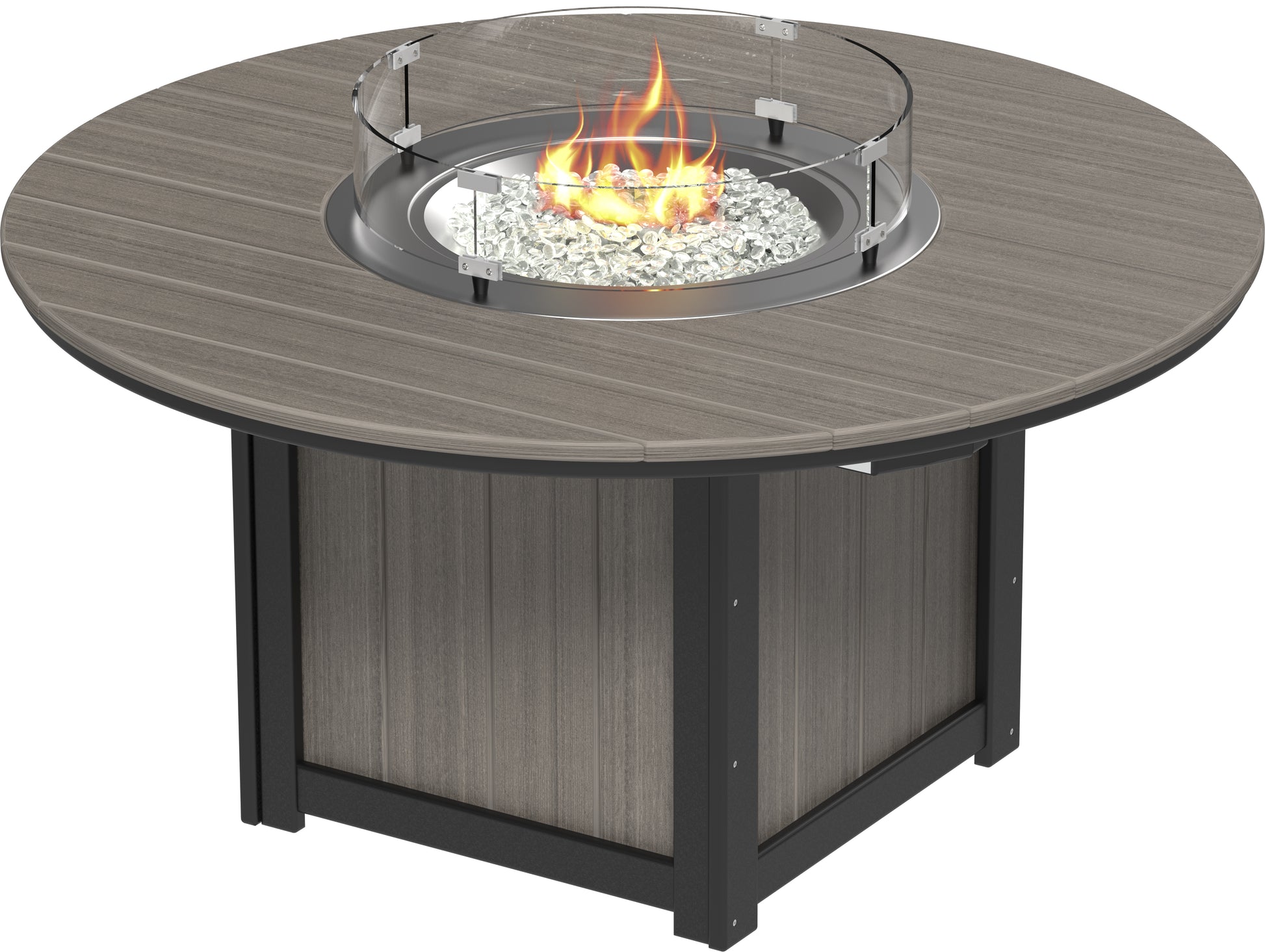 Lumin Fire Table 60" Round Coastal Gray & Black / Dining Height