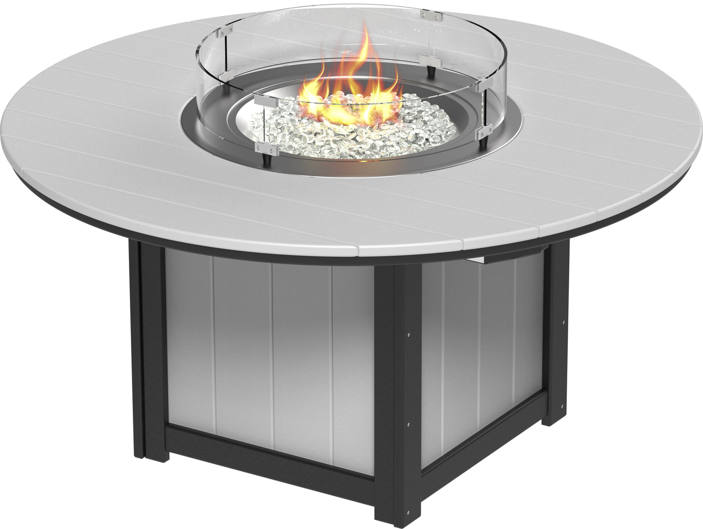 Lumin Fire Table 60" Round Dove Gray & Black / Dining Height