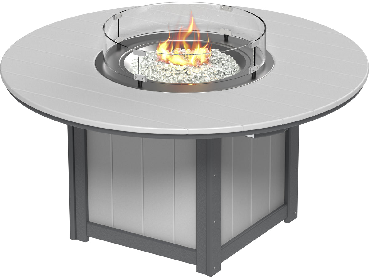 Lumin Fire Table 60" Round Dove Gray & Slate / Dining Height