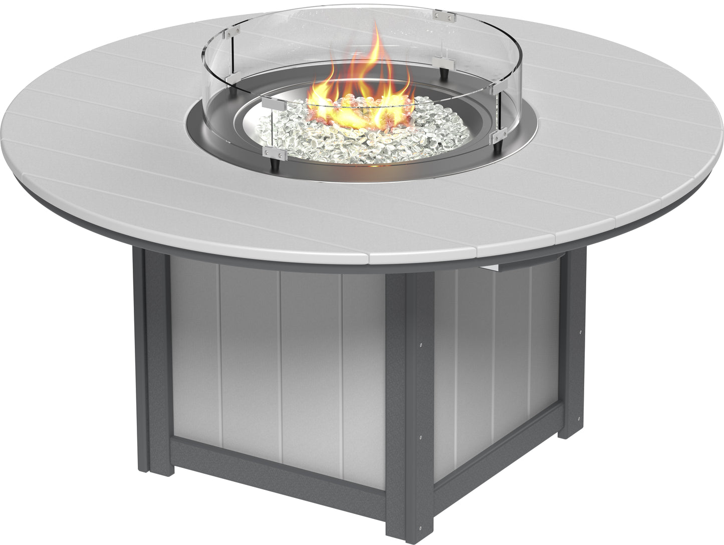 Lumin Fire Table 60" Round Dove Gray & Slate / Dining Height