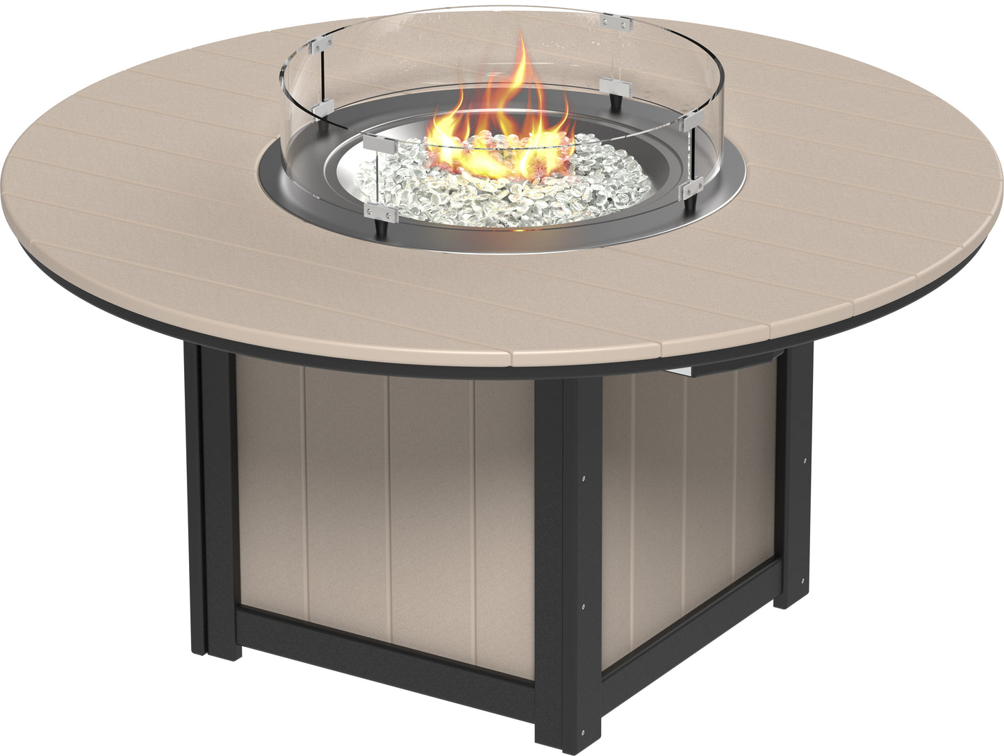 Lumin Fire Table 60" Round Weatherwood & Black / Dining Height
