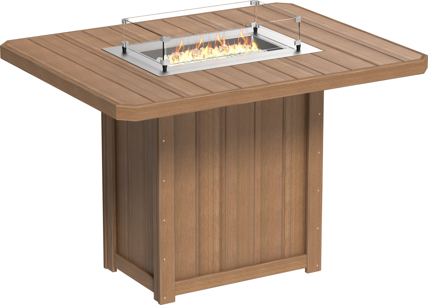 Lumin Fire Table 62" Rectangular Antique Mahogany / Bar Height