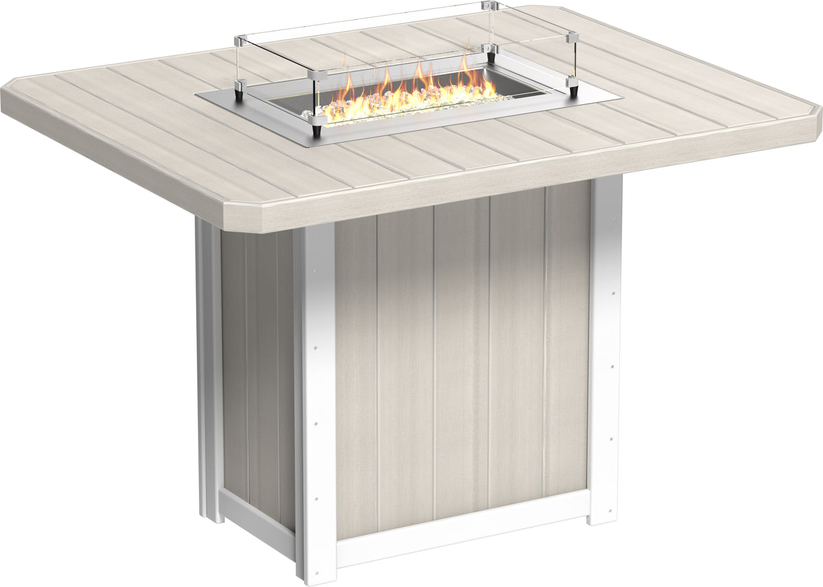 Lumin Fire Table 62" Rectangular Birch & White / Bar Height