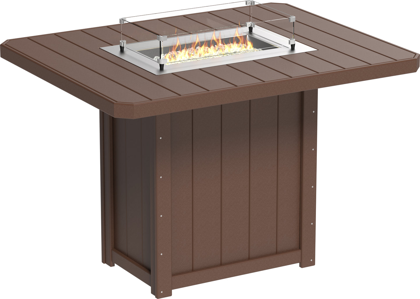 Lumin Fire Table 62" Rectangular Chestnut Brown / Bar Height