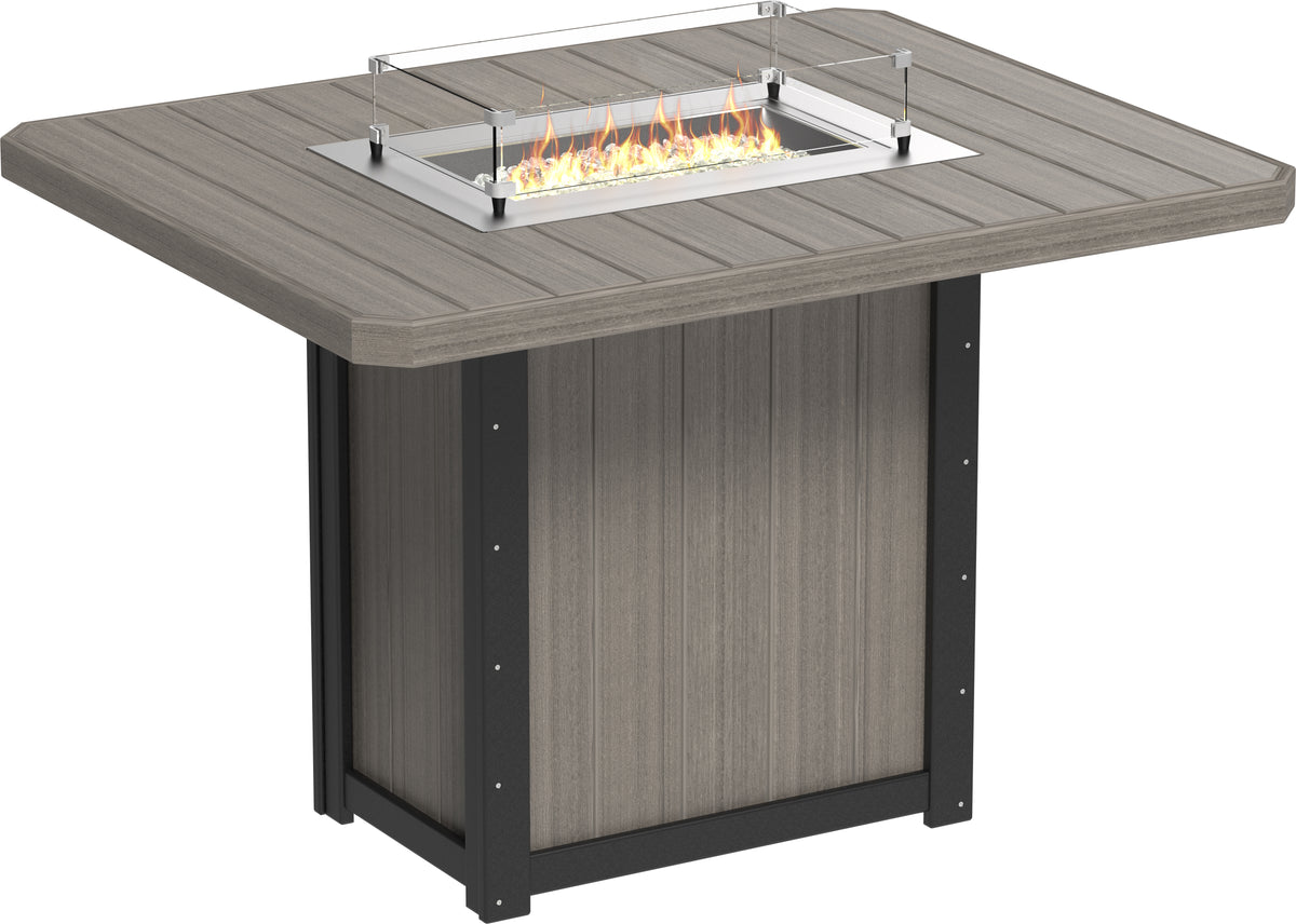 Lumin Fire Table 62" Rectangular Coastal Gray & Black / Bar Height