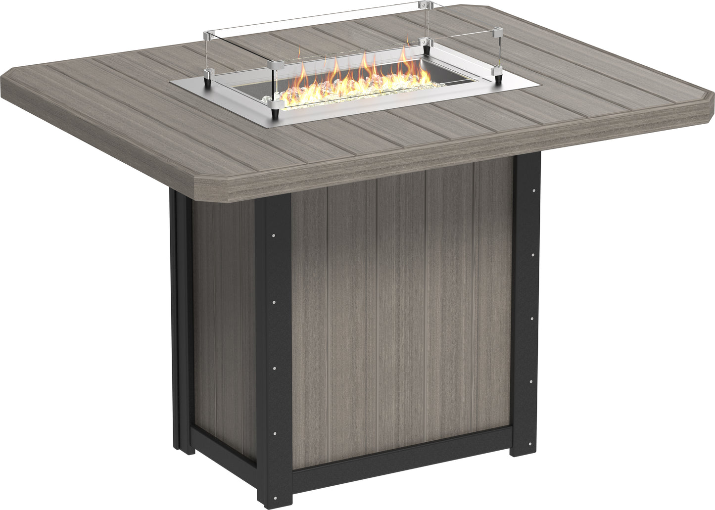 Lumin Fire Table 62" Rectangular Coastal Gray & Black / Bar Height