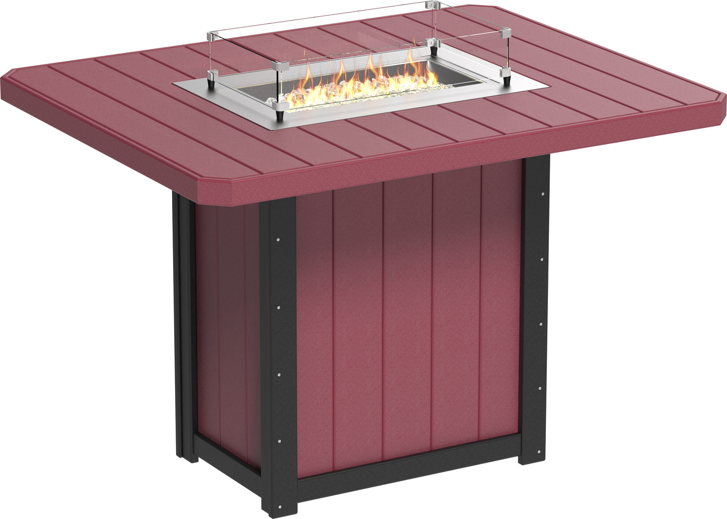 Lumin Fire Table 62" Rectangular Cherrywood & Black / Bar Height