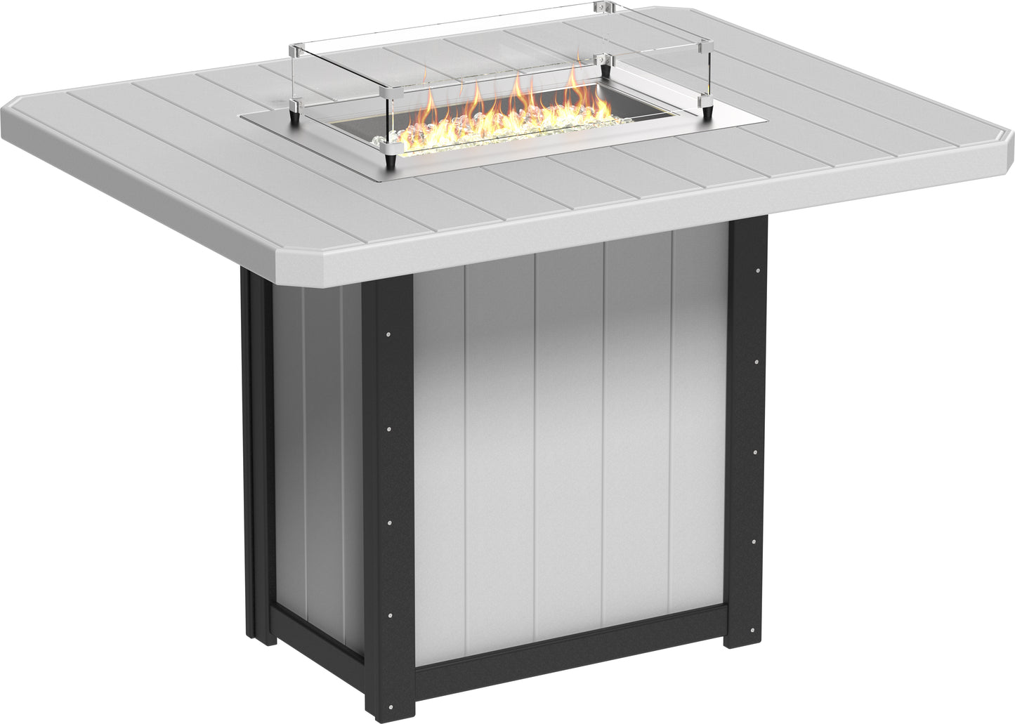 Lumin Fire Table 62" Rectangular Dove Gray & Black / Bar Height