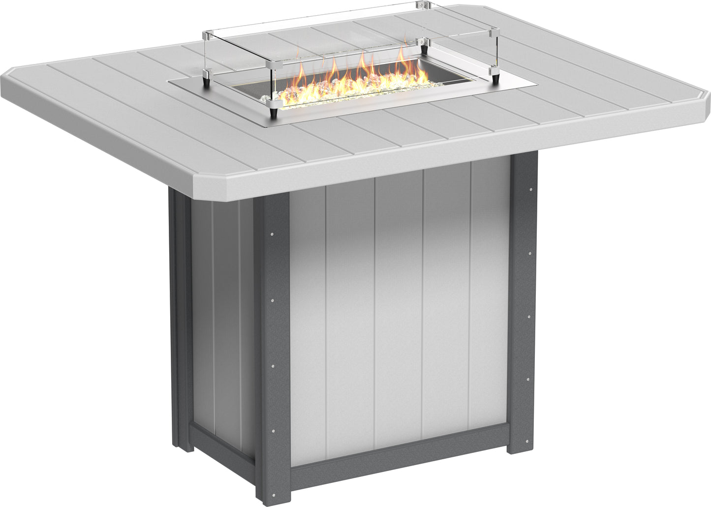 Lumin Fire Table 62" Rectangular Dove Gray & Slate / Bar Height