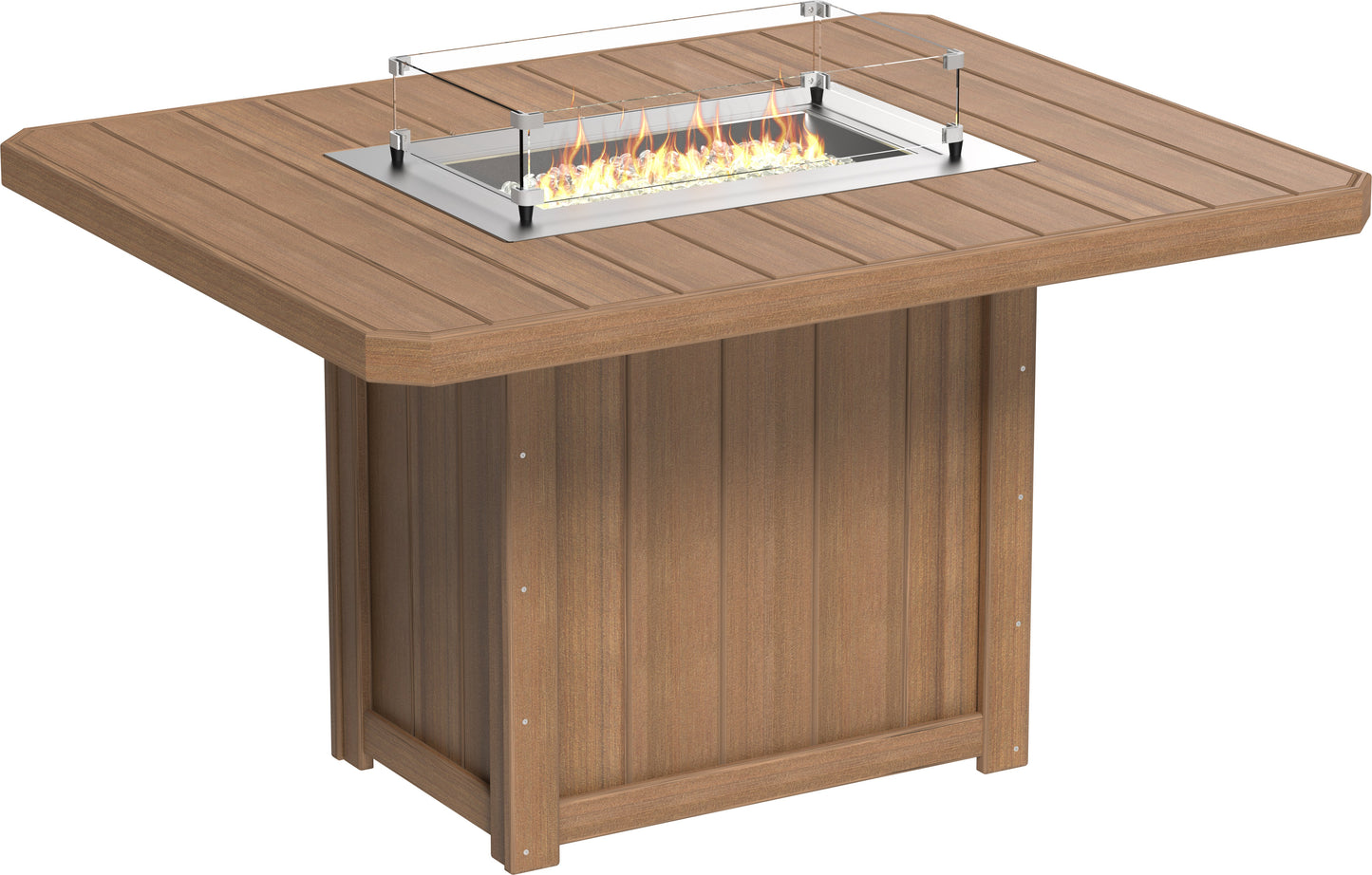 Lumin Fire Table 62" Rectangular Antique Mahogany / Counter Height