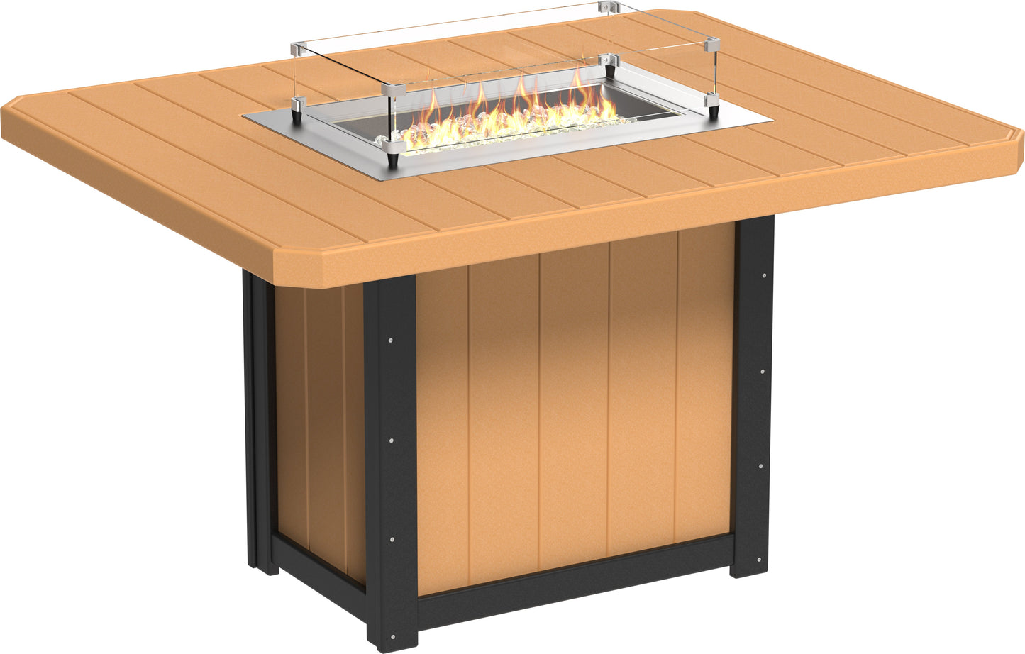 Lumin Fire Table 62" Rectangular Cedar & Black / Counter Height