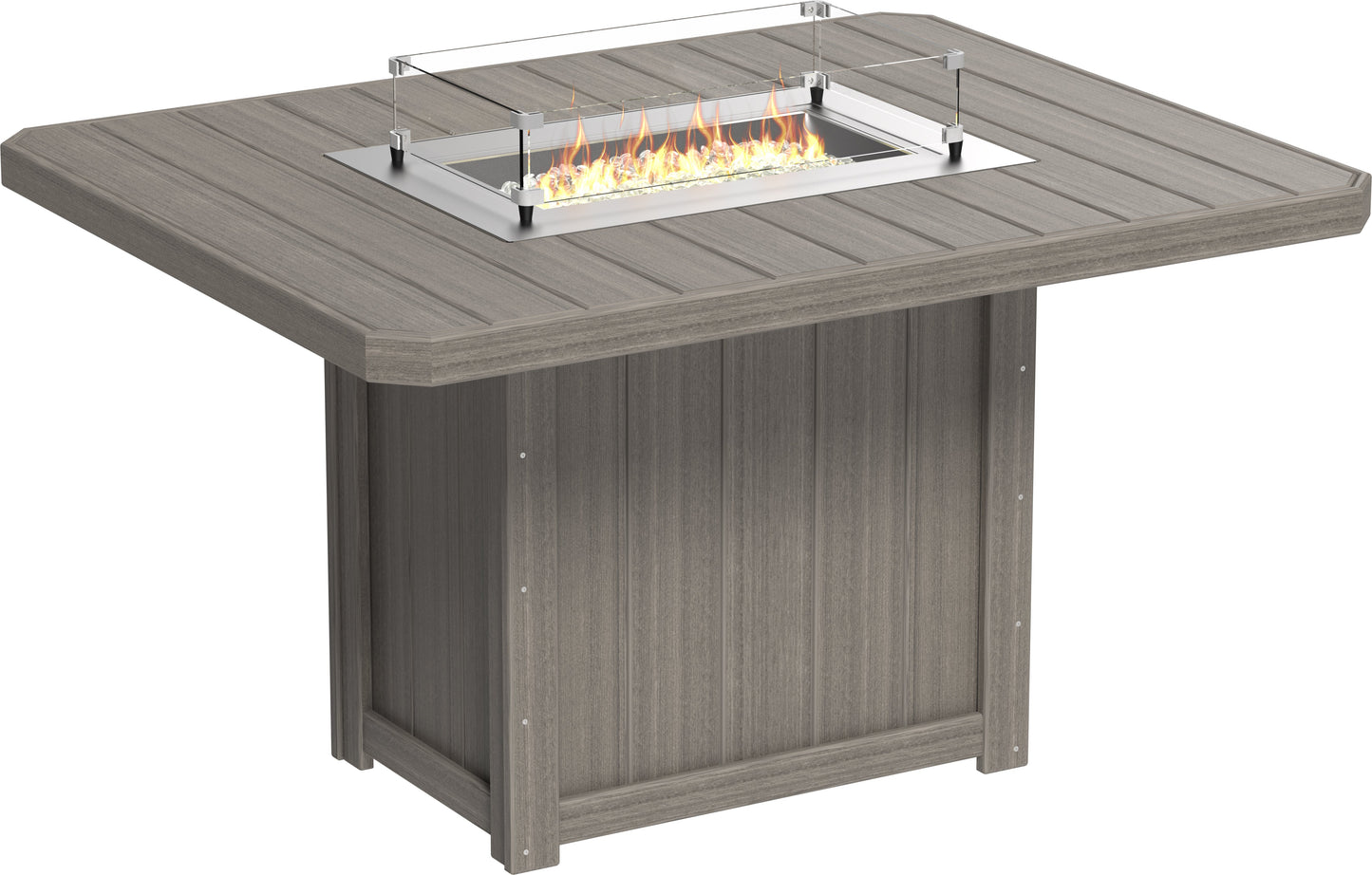 Lumin Fire Table 62" Rectangular Coastal Gray / Counter Height