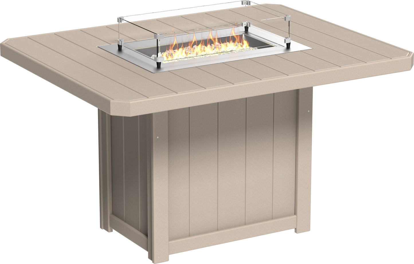 Lumin Fire Table 62" Rectangular Weatherwood / Counter Height