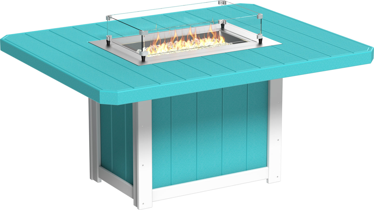 Lumin Fire Table 62" Rectangular Aruba Blue & White / Dining Height