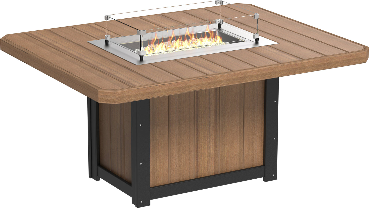 Lumin Fire Table 62" Rectangular Antique Mahogany & Black / Dining Height