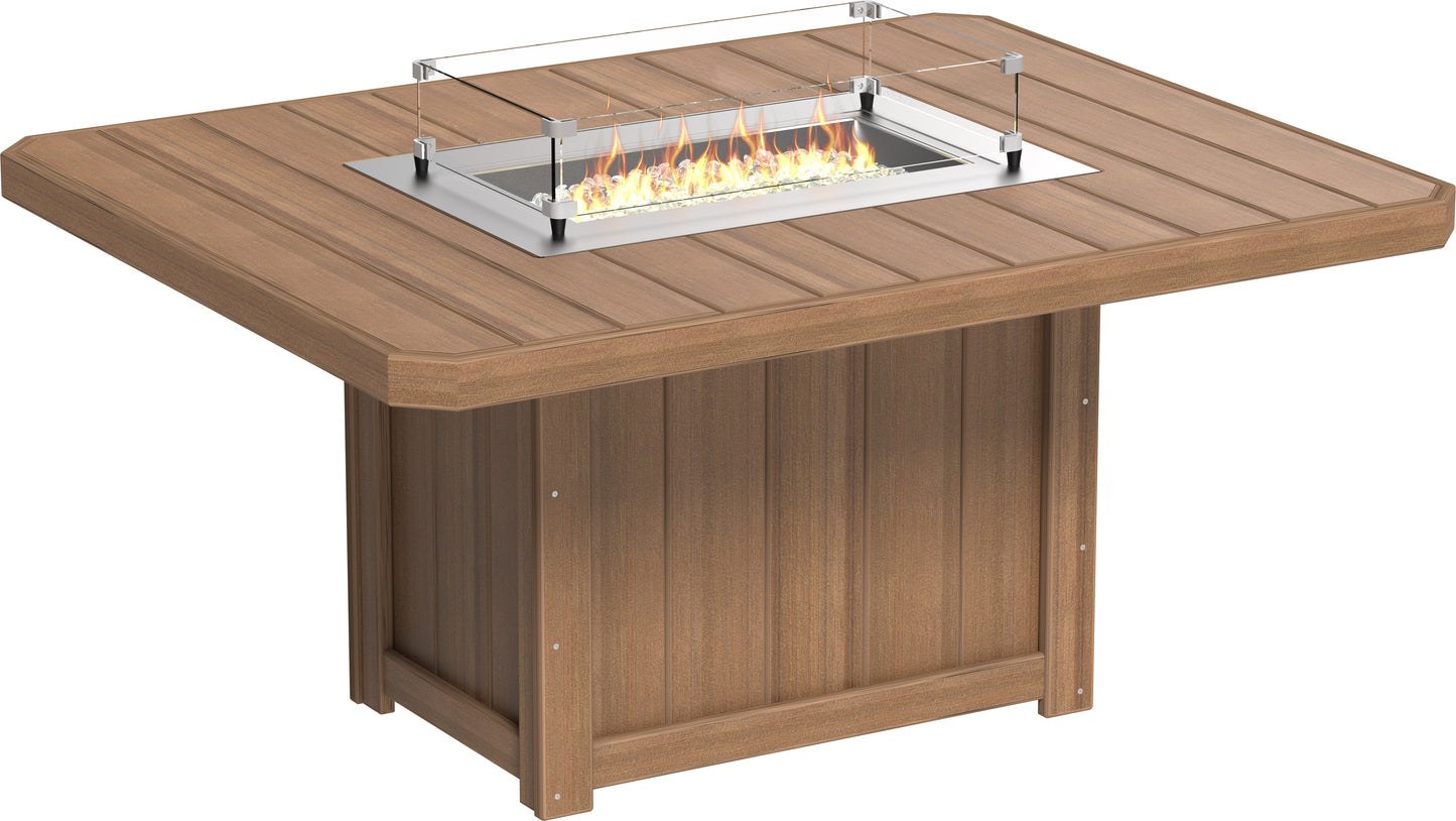 Lumin Fire Table 62" Rectangular Antique Mahogany / Dining Height