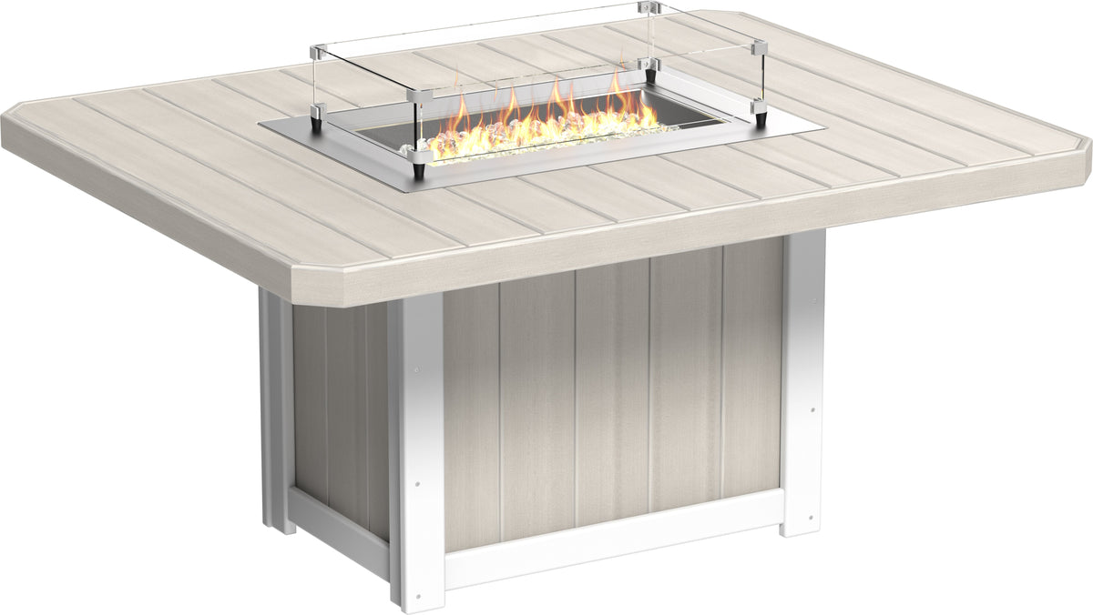 Lumin Fire Table 62" Rectangular Birch & White / Dining Height