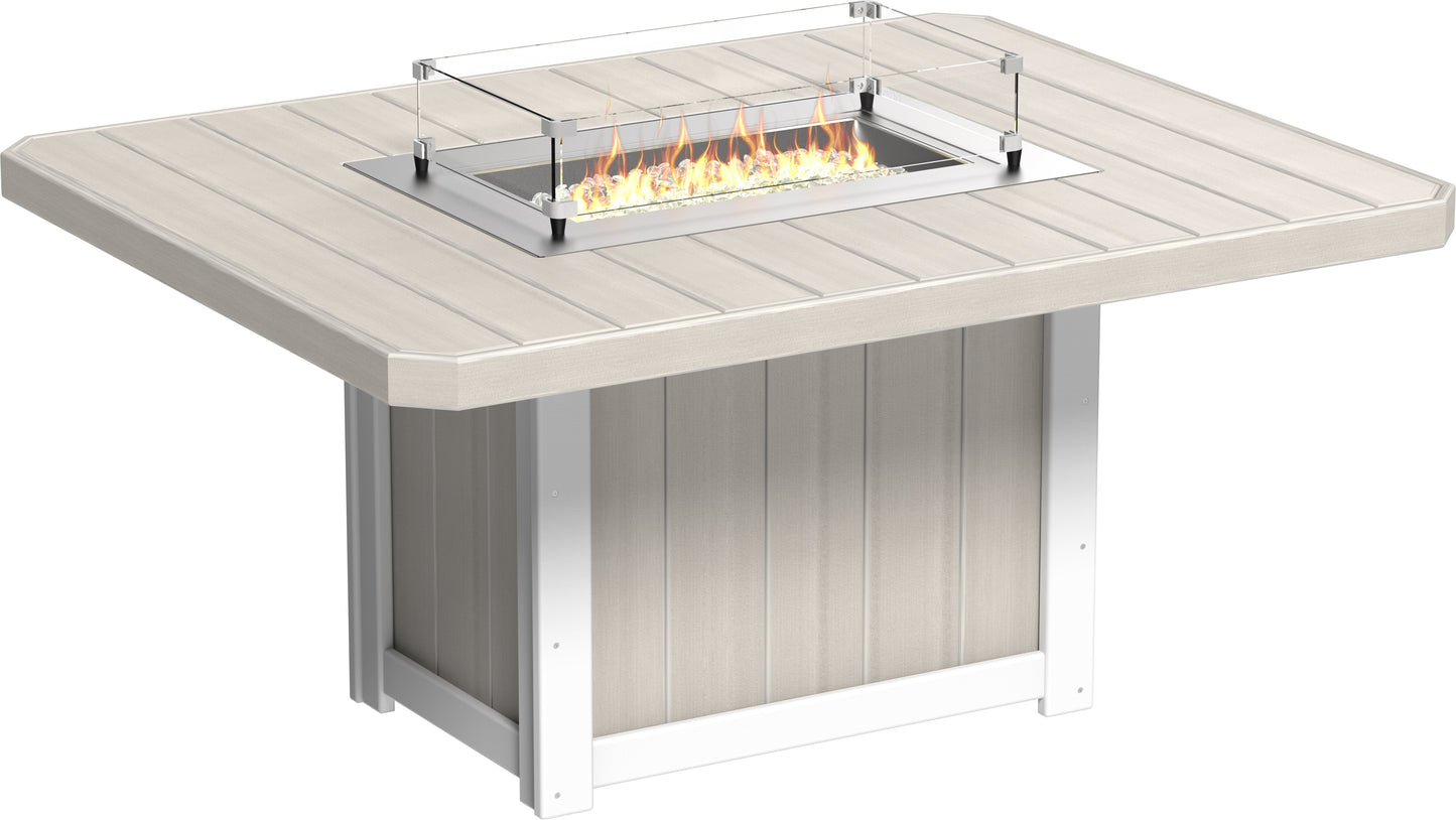 Lumin Fire Table 62" Rectangular Birch & White / Dining Height