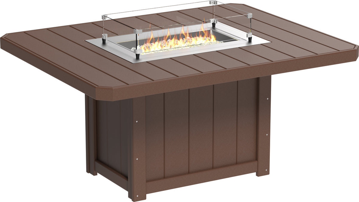 Lumin Fire Table 62" Rectangular Chestnut Brown / Dining Height