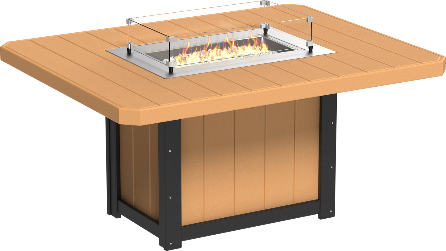 Lumin Fire Table 62" Rectangular Cedar & Black / Dining Height