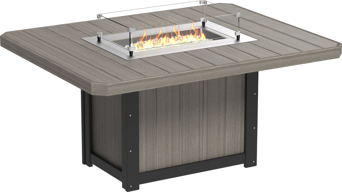 Lumin Fire Table 62" Rectangular Coastal Gray & Black / Dining Height