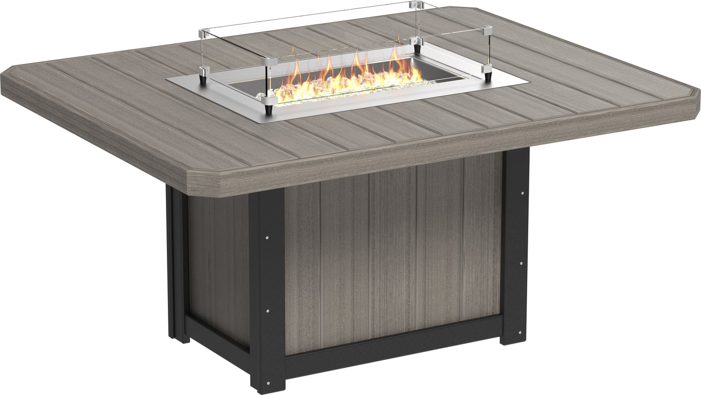Lumin Fire Table 62" Rectangular Coastal Gray & Black / Dining Height