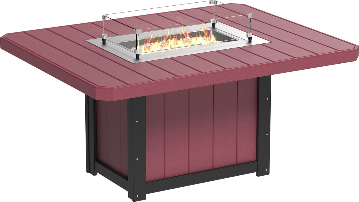 Lumin Fire Table 62" Rectangular Cherrywood & Black / Dining Height