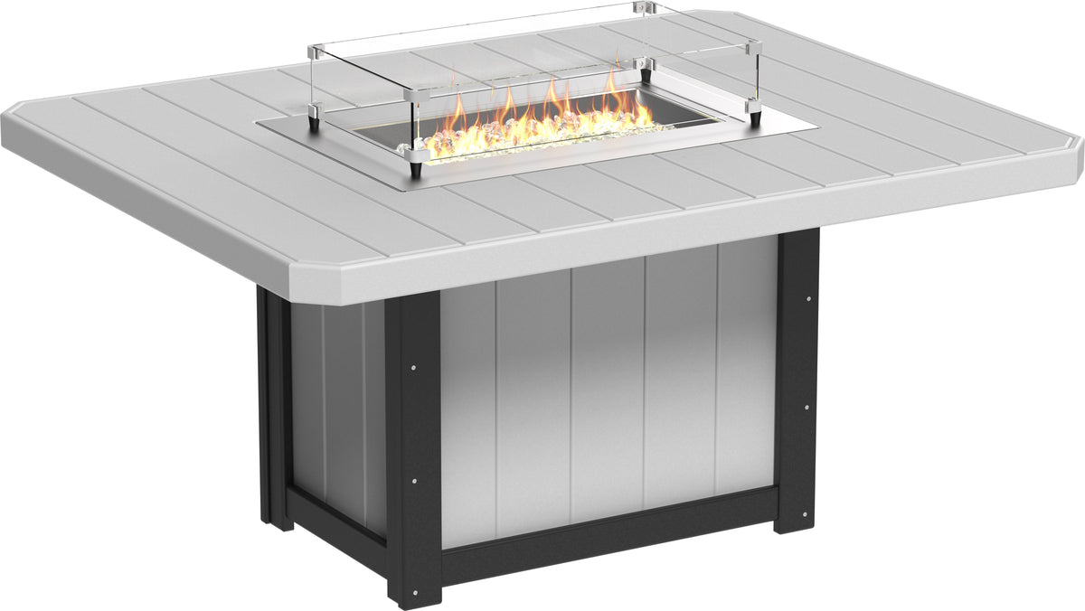 Lumin Fire Table 62" Rectangular Dove Gray & Black / Dining Height
